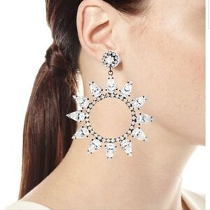 NWT Kenneth Jay Lane Crystal Open Circle Earrings